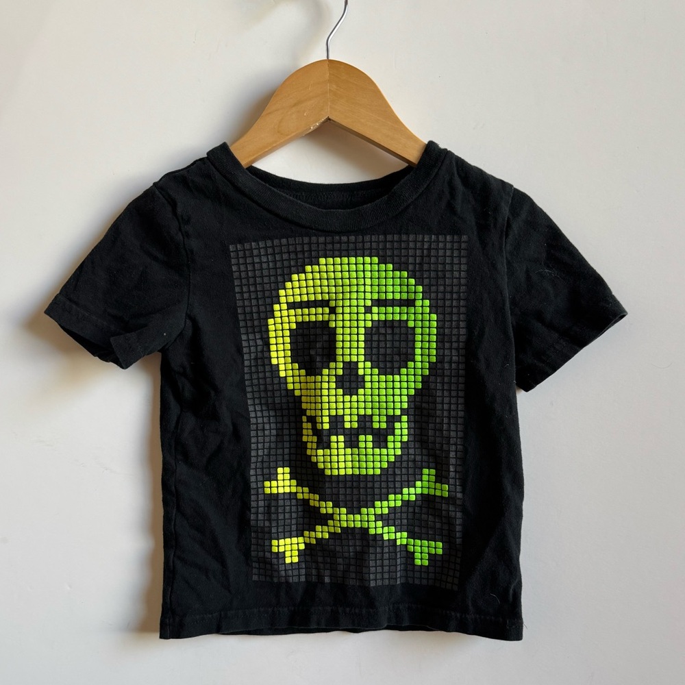 Circo Black and Green Pixel Skull Tee